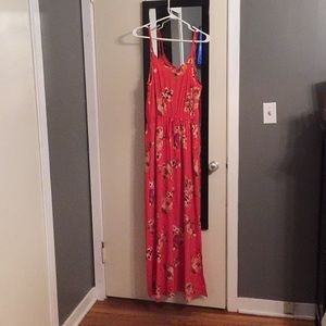 Maxi Length Orange Floral Dress